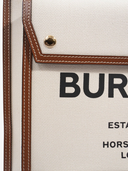 Burberry Pocket Bag White / Brown / Black Cotton Medium
