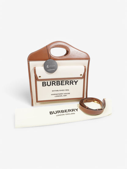 Burberry Pocket Bag White / Brown / Black Cotton Medium