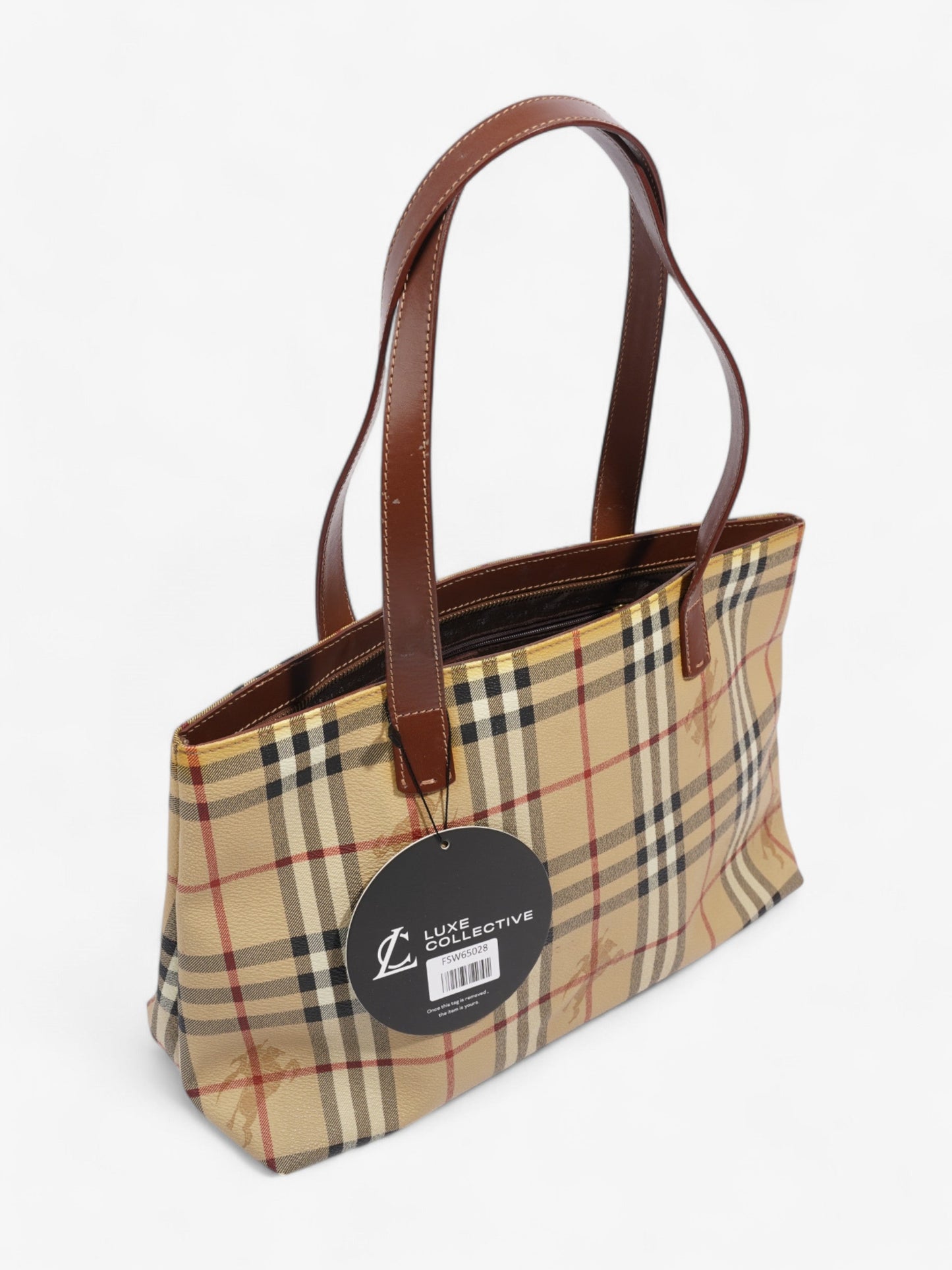 Burberry Logo Tote Bag Check Coated Canvas