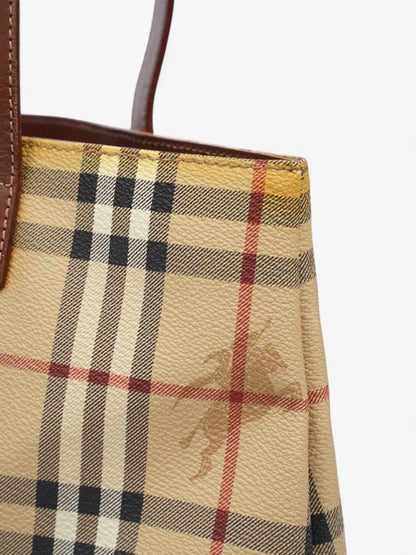 Burberry Logo Tote Bag Check Coated Canvas