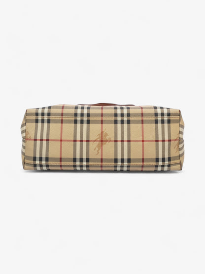 Burberry Logo Tote Bag Check Coated Canvas