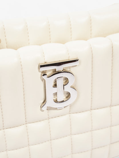Burberry Quilted Lola Bag Pale Vanilla Lambskin Leather Small
