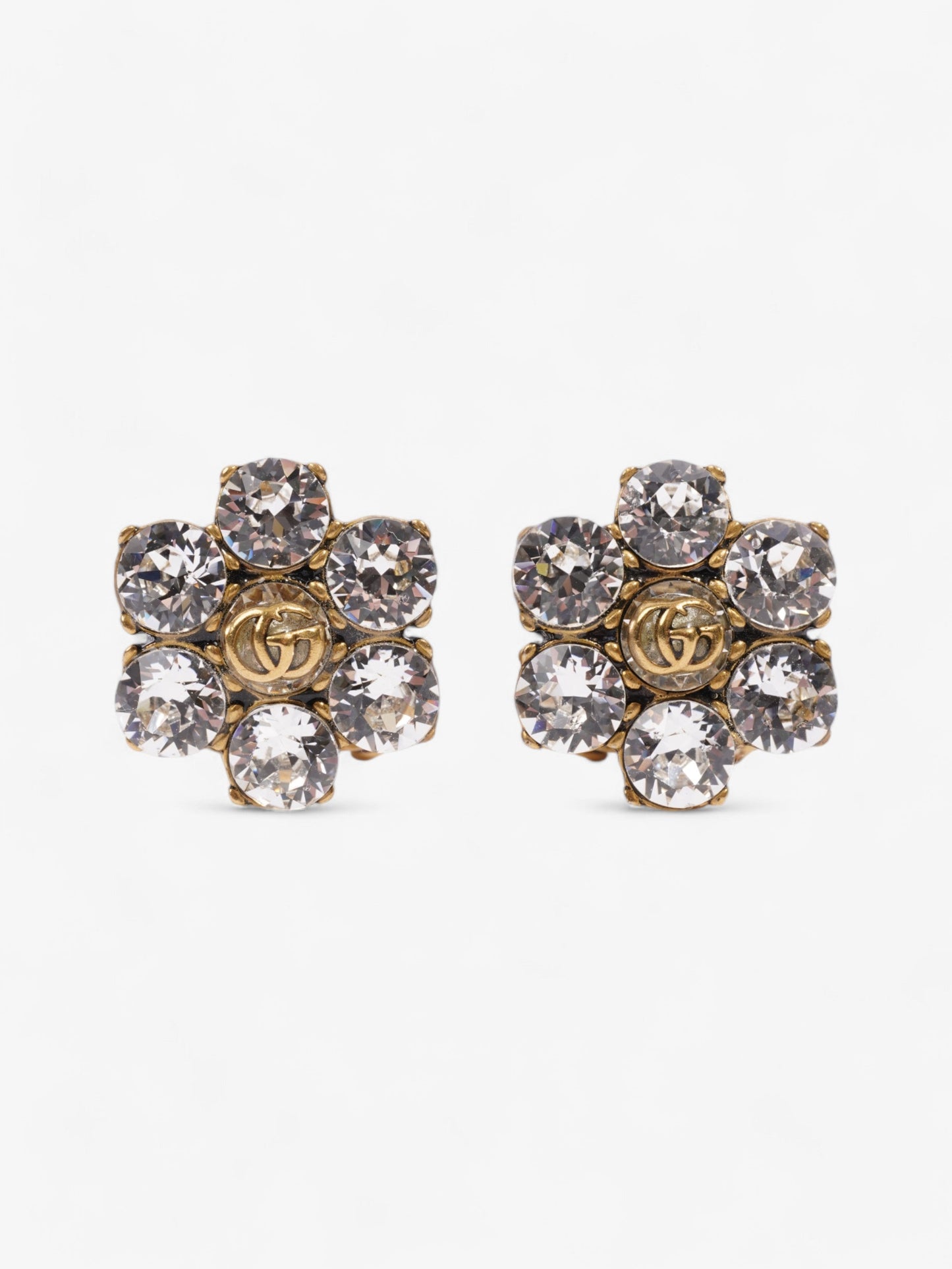 Gucci Crystal Double G Earrings Gold / Silver Base Metal