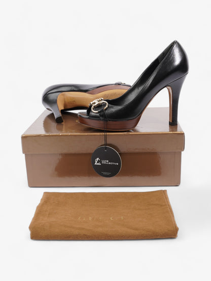 Gucci Horsebit Open Toe Heels 90 Black Leather EU 35.5 UK 2.5