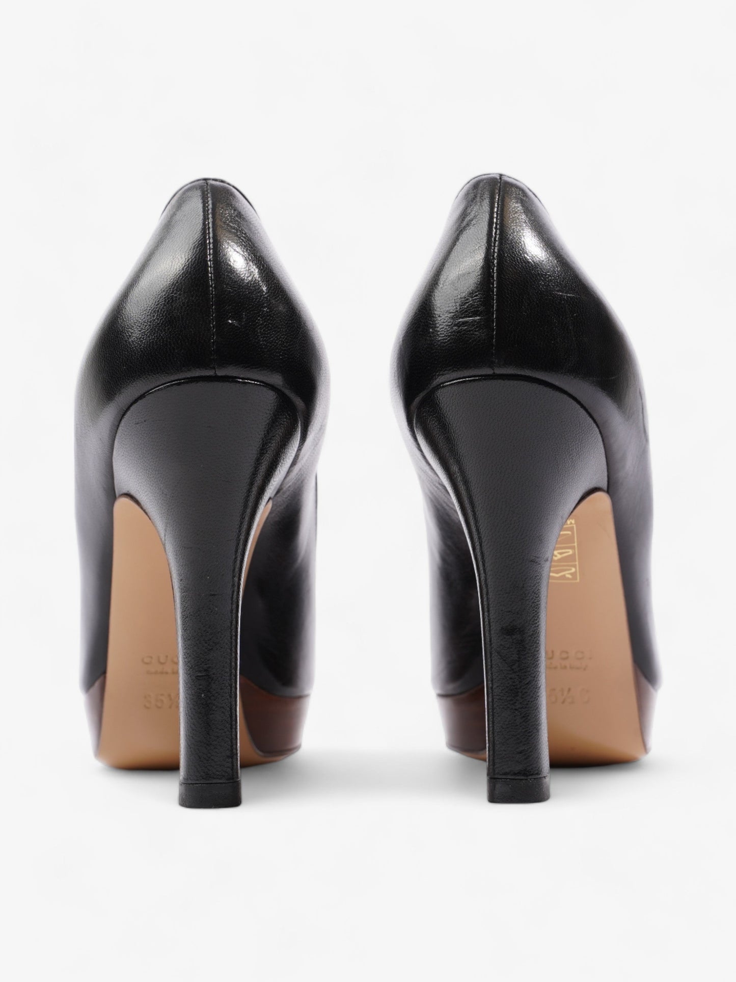 Gucci Horsebit Open Toe Heels 90 Black Leather EU 35.5 UK 2.5