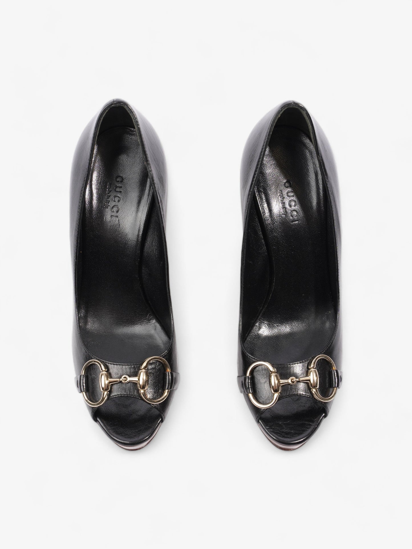 Gucci Horsebit Open Toe Heels 90 Black Leather EU 35.5 UK 2.5