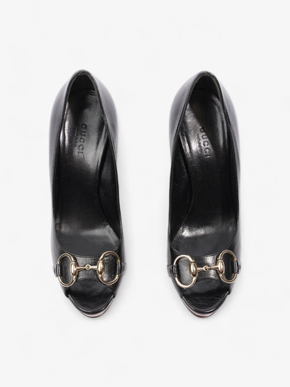 Gucci Horsebit Open Toe Heels 90 Black Leather EU 35.5 UK 2.5