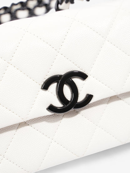 Chanel My Everything Flap White / Black Caviar Leather Small