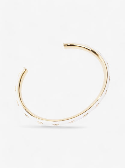 Chanel CC Bangle White / Gold Base Metal Medium