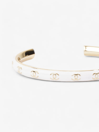 Chanel CC Bangle White / Gold Base Metal Medium