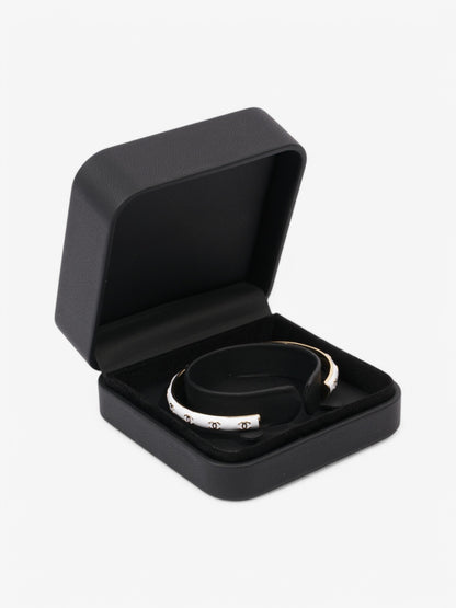 Chanel CC Bangle White / Gold Base Metal Medium