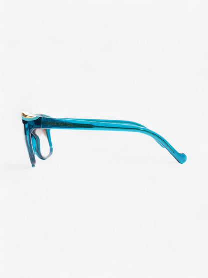 Louis Vuitton Ivy Cat Sunglasses Petrole Blue / Gold Acetate 140mm
