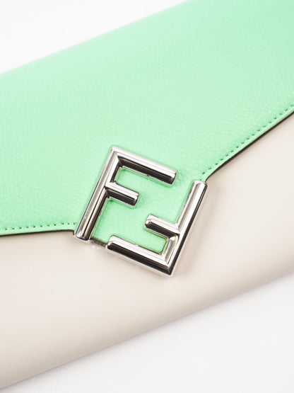 Fendi Continental Wallet on Chain Edamame / Latte Leather