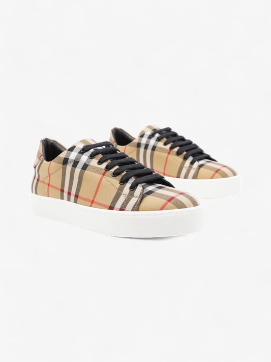 Burberry Vintage Check & Leather Sneakers Beige Checkered / Black / Red Canvas EU 37 UK 4