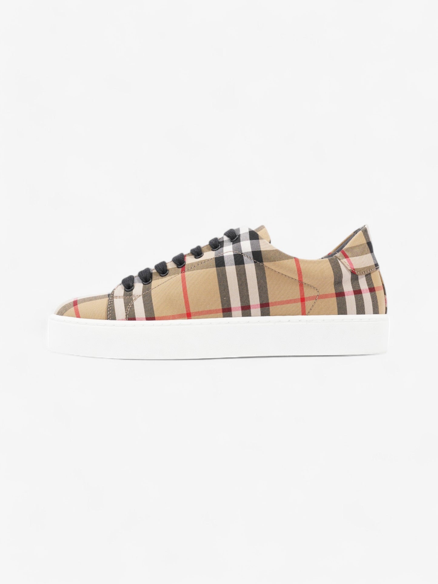 Burberry Vintage Check & Leather Sneakers Beige Checkered / Black / Red Canvas EU 37 UK 4