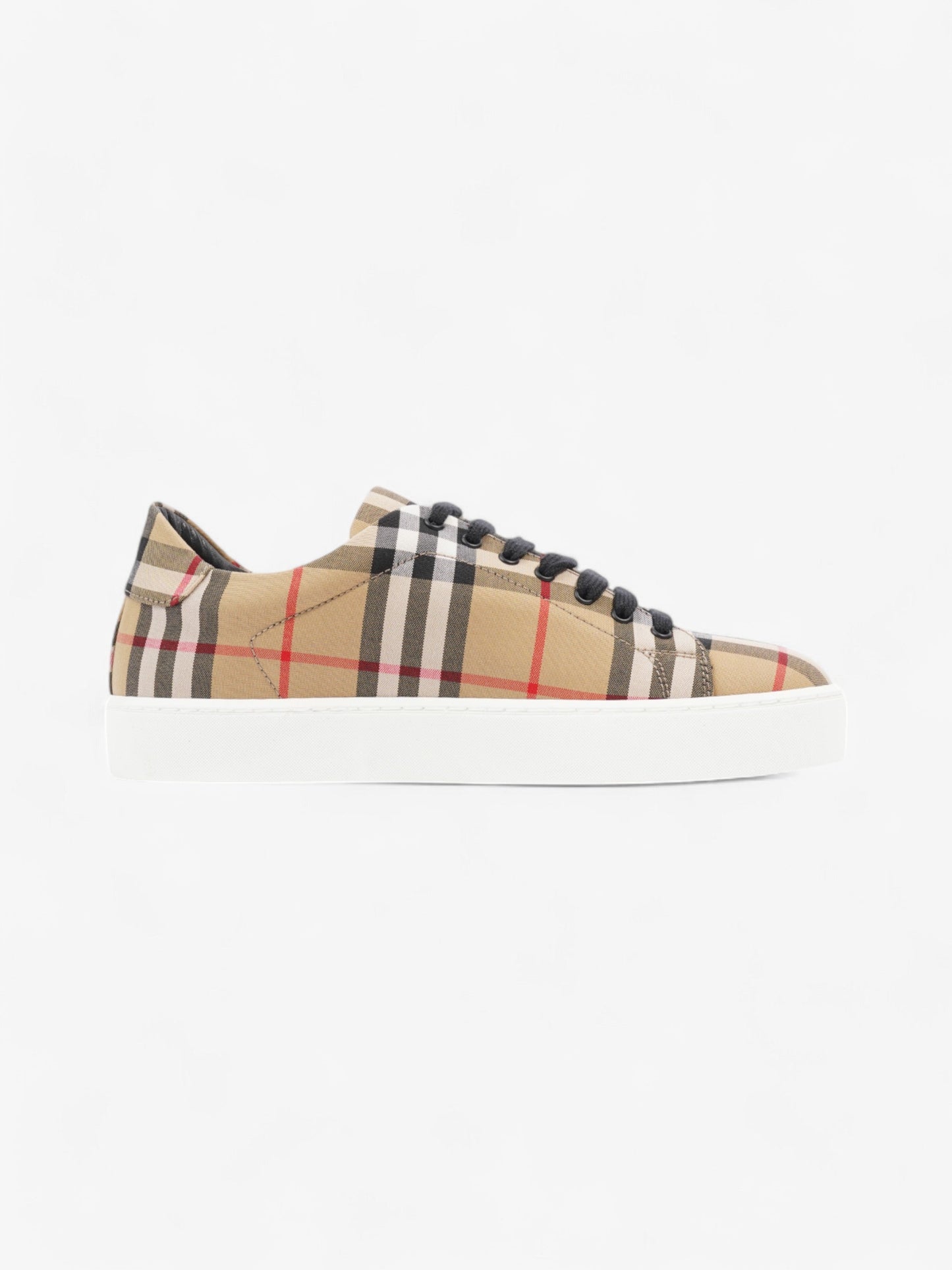 Burberry Vintage Check & Leather Sneakers Beige Checkered / Black / Red Canvas EU 37 UK 4