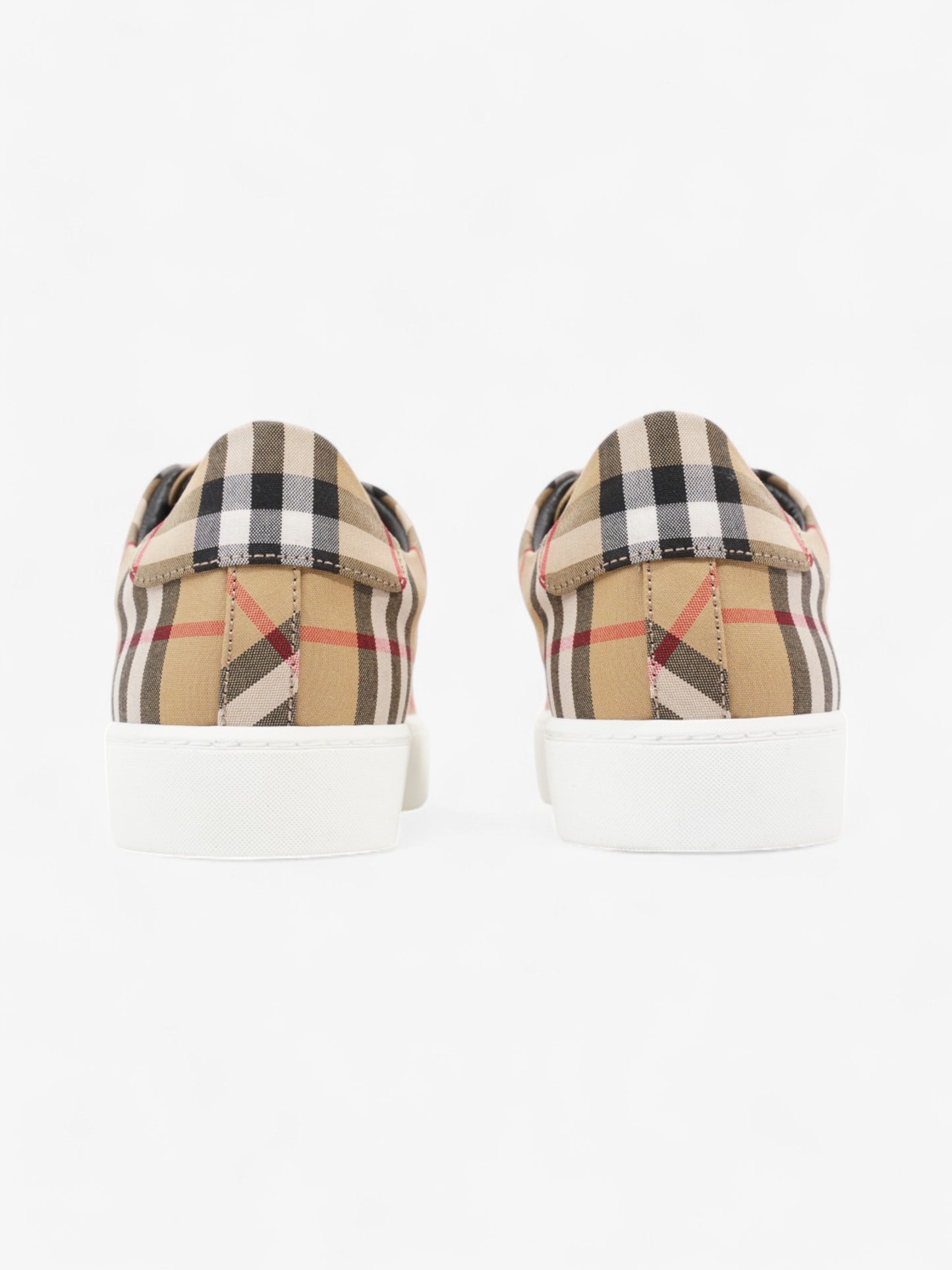 Burberry Vintage Check & Leather Sneakers Beige Checkered / Black / Red Canvas EU 37 UK 4