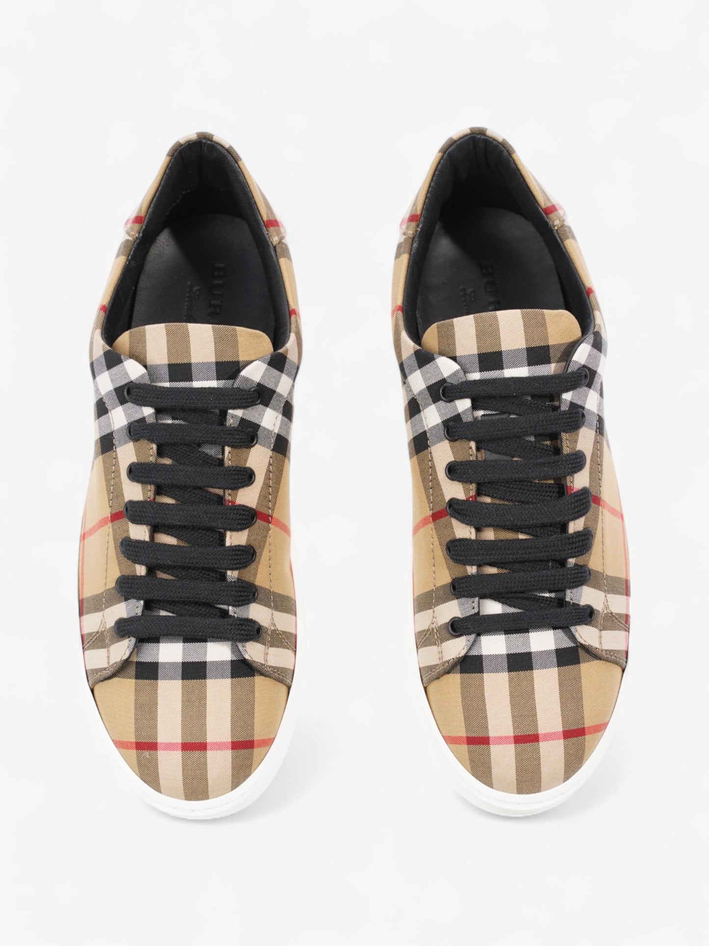 Burberry Vintage Check & Leather Sneakers Beige Checkered / Black / Red Canvas EU 37 UK 4