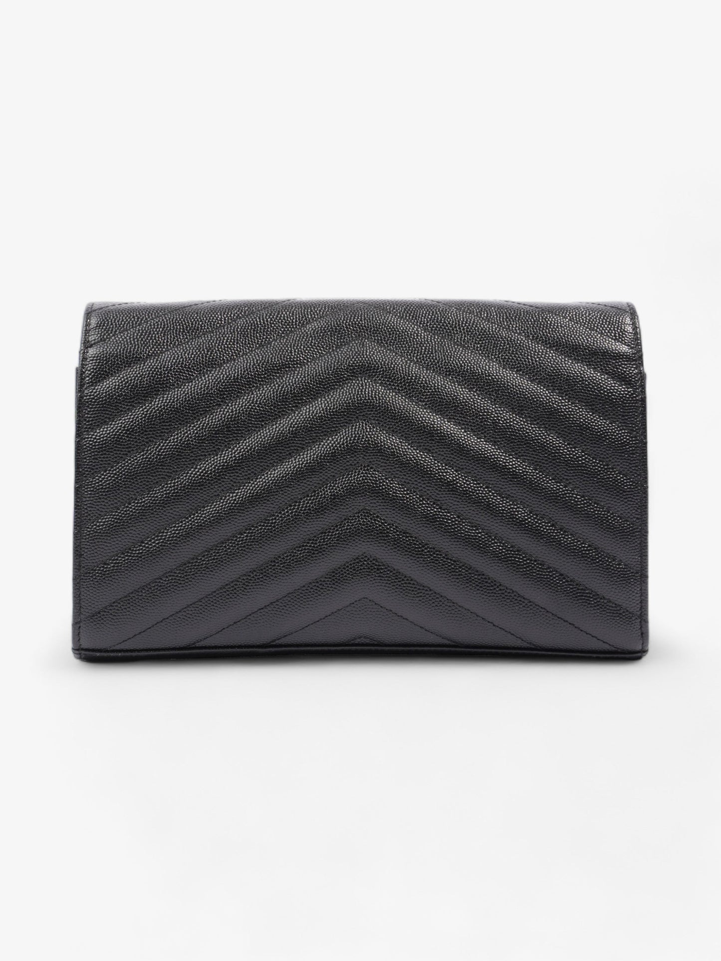 Saint Laurent Monogram Envelope Wallet on Chain Black Matelasse Leather