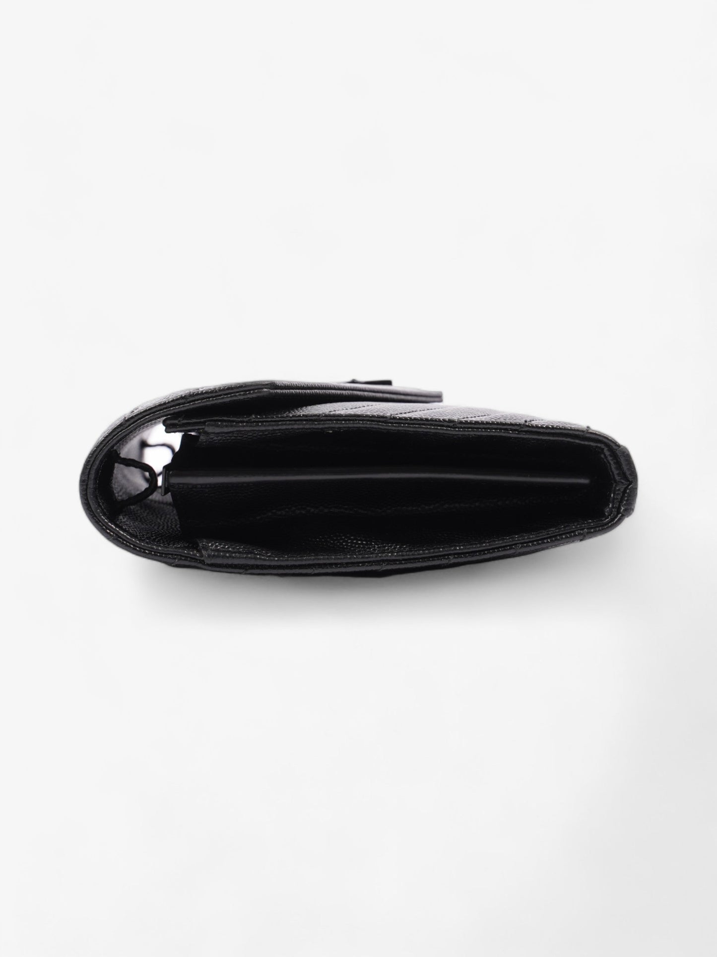 Saint Laurent Monogram Envelope Wallet on Chain Black Matelasse Leather