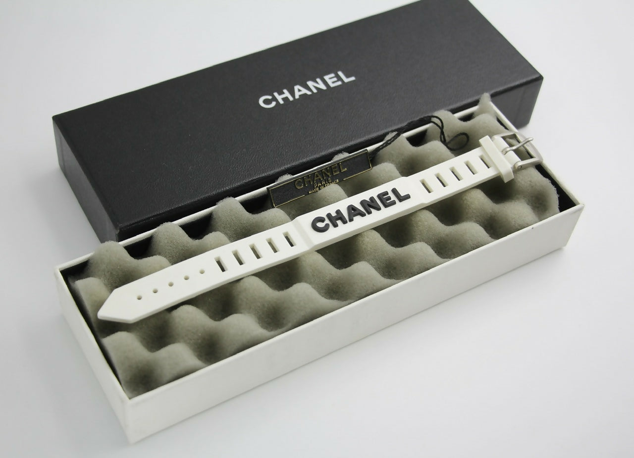 Chanel Vintage 99P Rubber Pink with Peach Wording Bracelet
