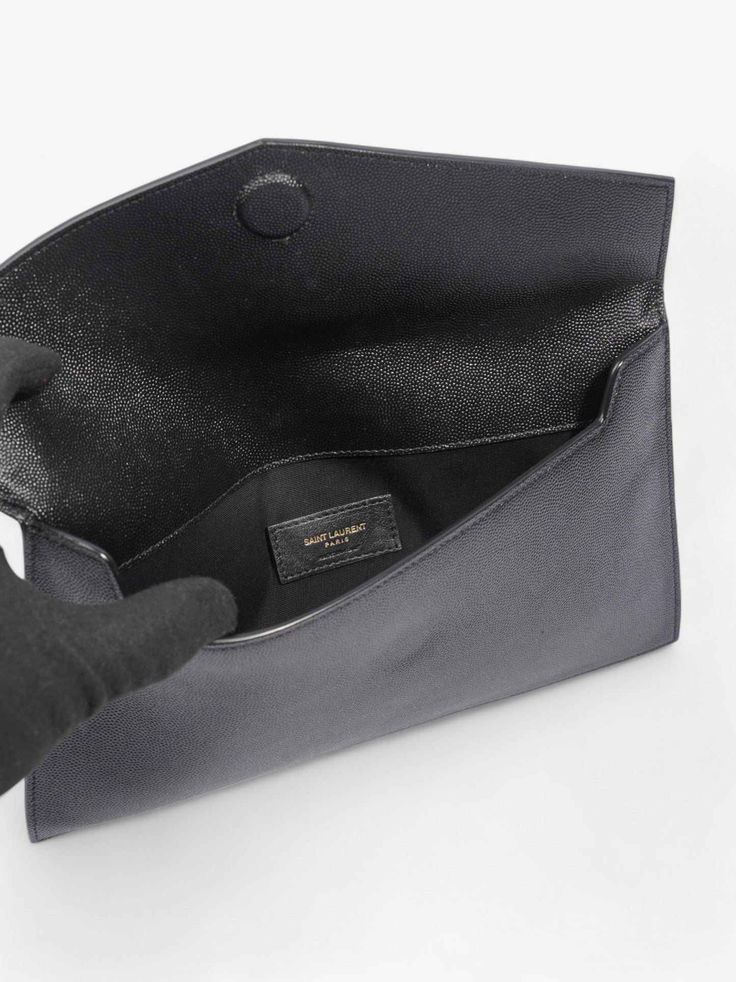 Saint Laurent Uptown Clutch Black Grained Leather