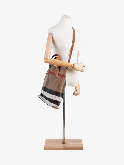 Burberry Tottenham Brit Tote Saddle Brown / House Check Canvas Medium
