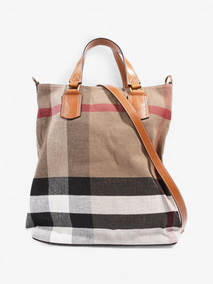 Burberry Tottenham Brit Tote Saddle Brown / House Check Canvas Medium