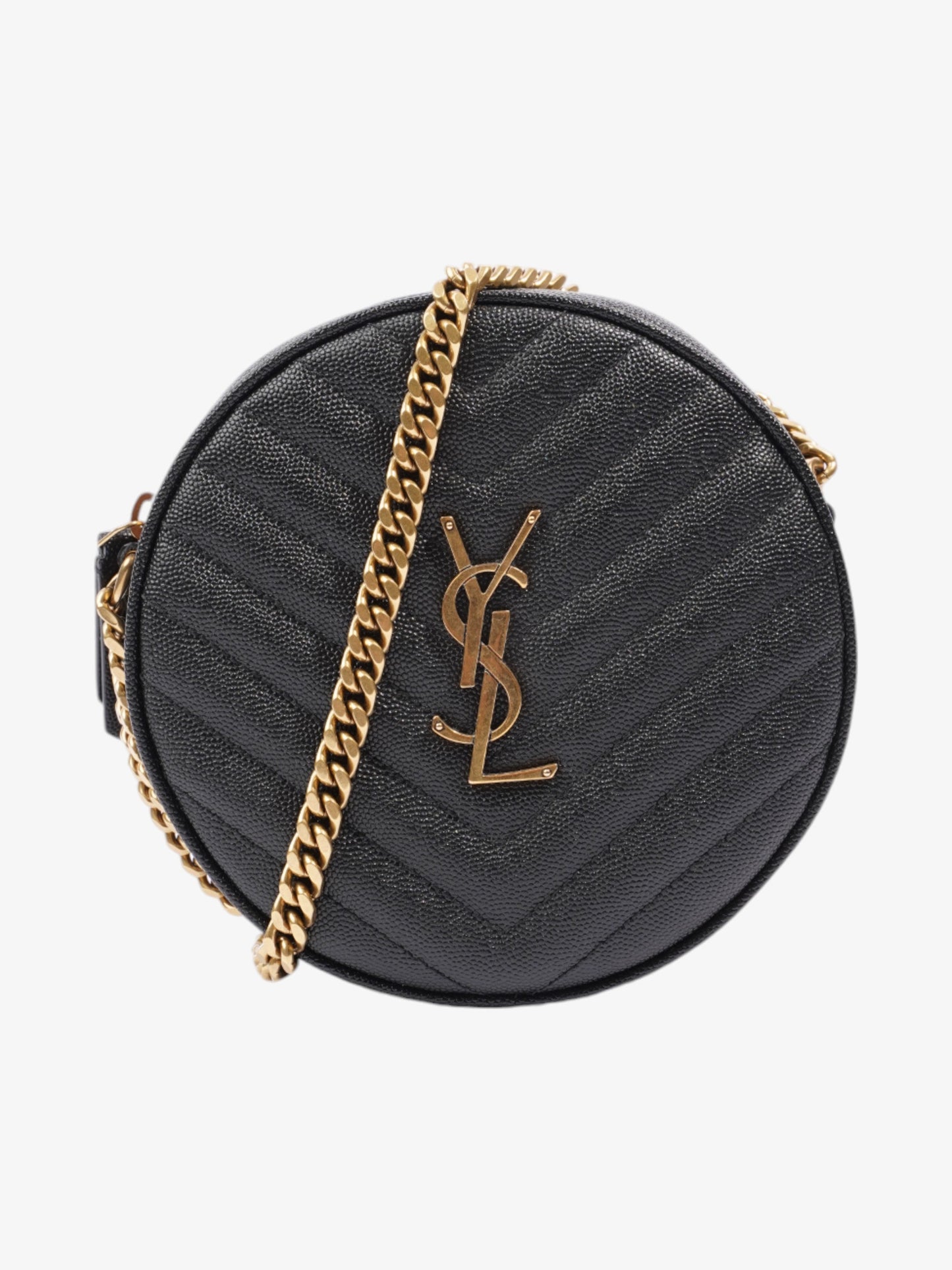 Saint Laurent Vinyle Black Grained Leather
