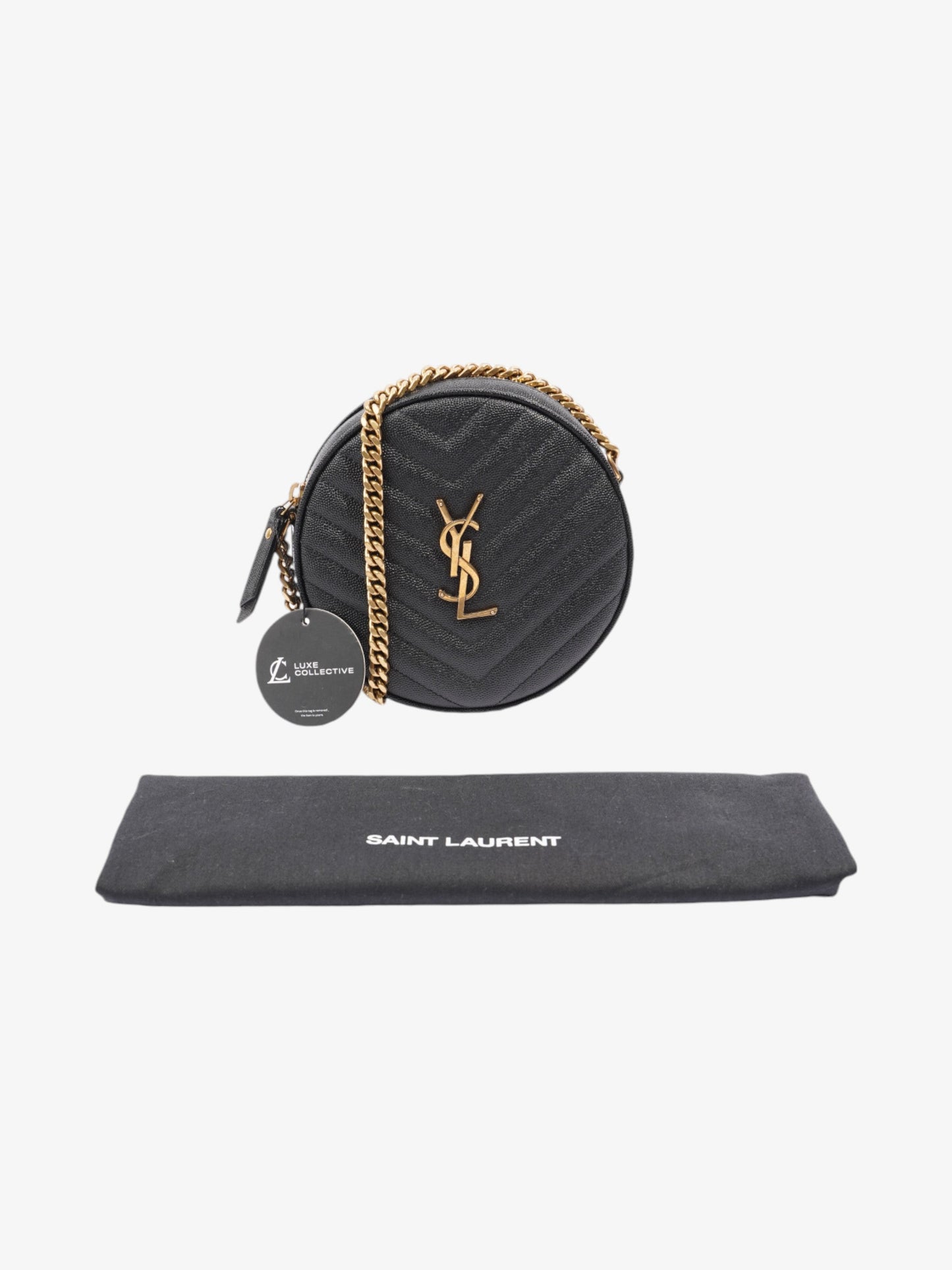 Saint Laurent Vinyle Black Grained Leather