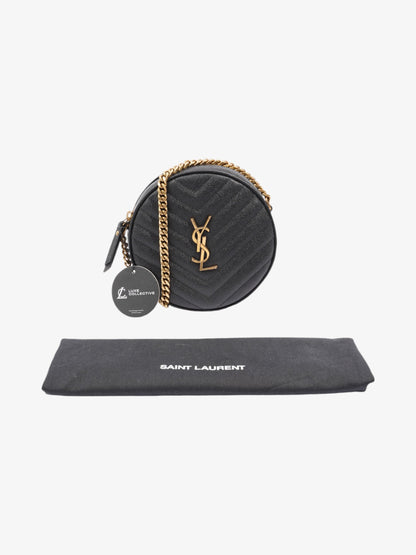Saint Laurent Vinyle Black Grained Leather