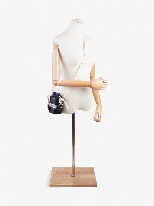 Christian Dior Vibe Bucket Bag Navy Blue / White Leather Micro