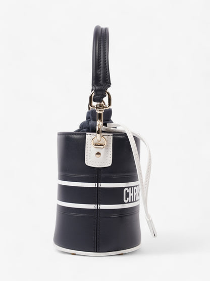 Christian Dior Vibe Bucket Bag Navy Blue / White Leather Micro