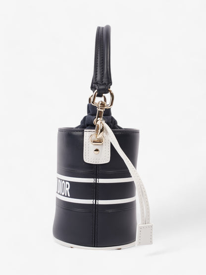 Christian Dior Vibe Bucket Bag Navy Blue / White Leather Micro