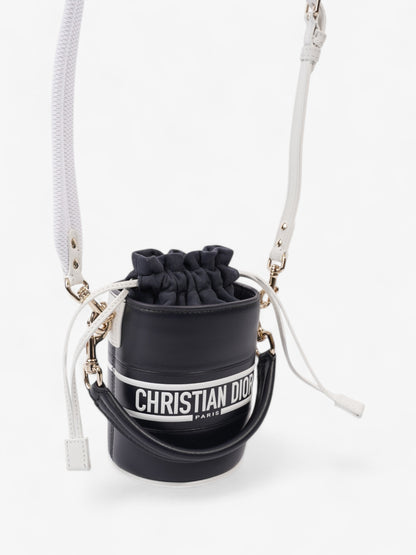 Christian Dior Vibe Bucket Bag Navy Blue / White Leather Micro