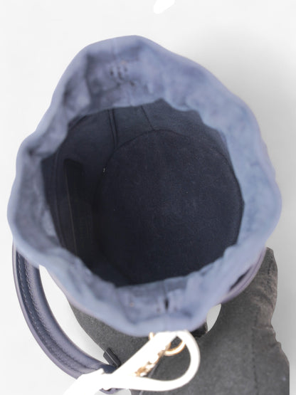 Christian Dior Vibe Bucket Bag Navy Blue / White Leather Micro