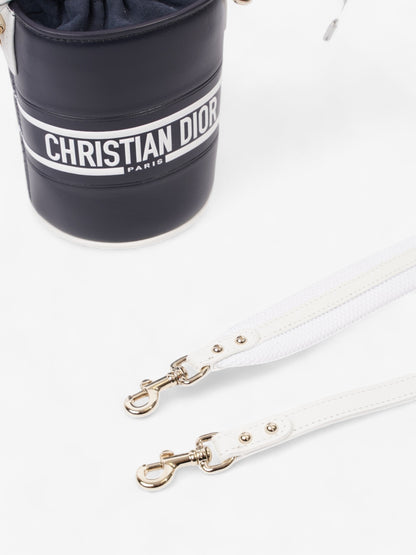 Christian Dior Vibe Bucket Bag Navy Blue / White Leather Micro