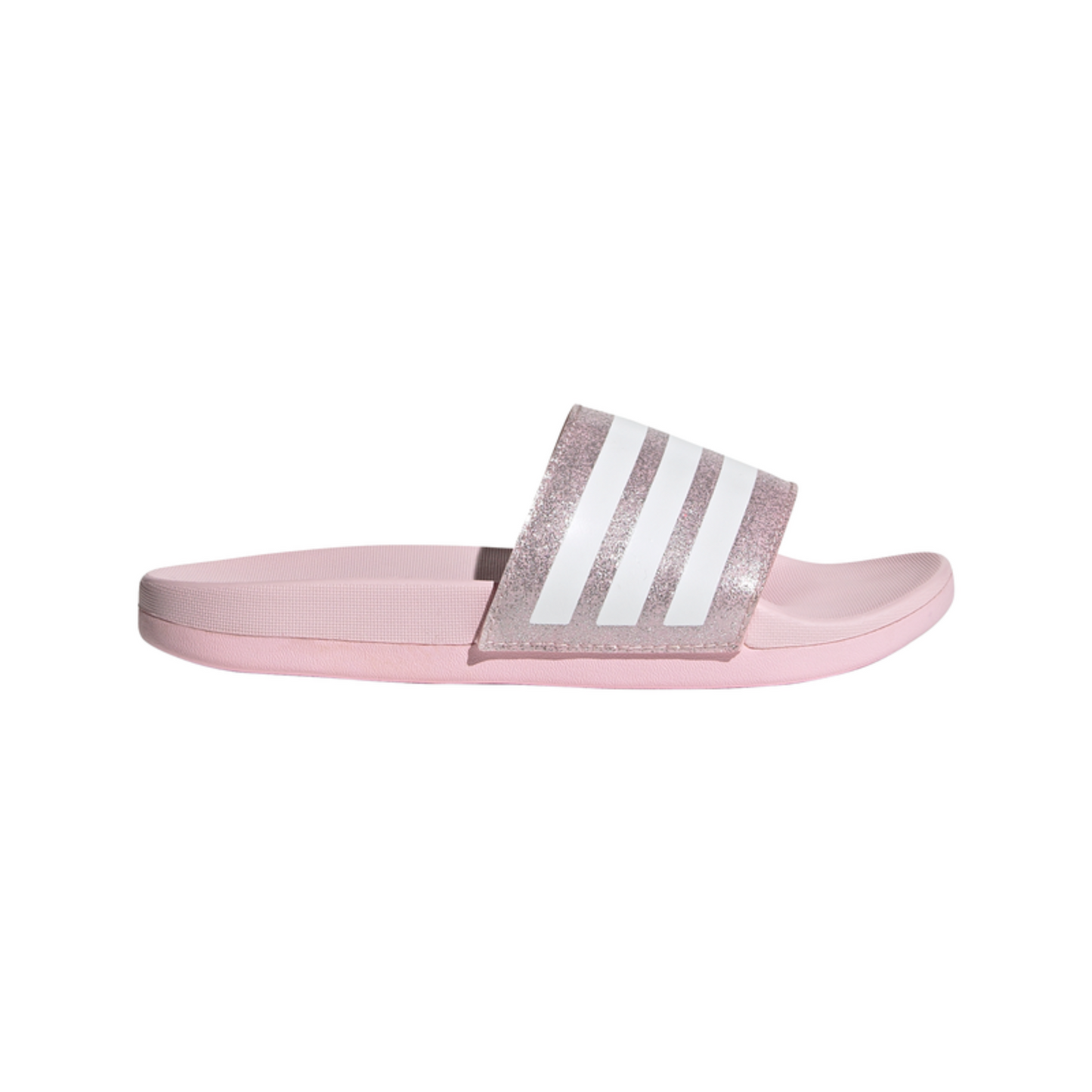 Big Kids' Adidas Adilette Comfort Slides "Clear Pink Glitter"
