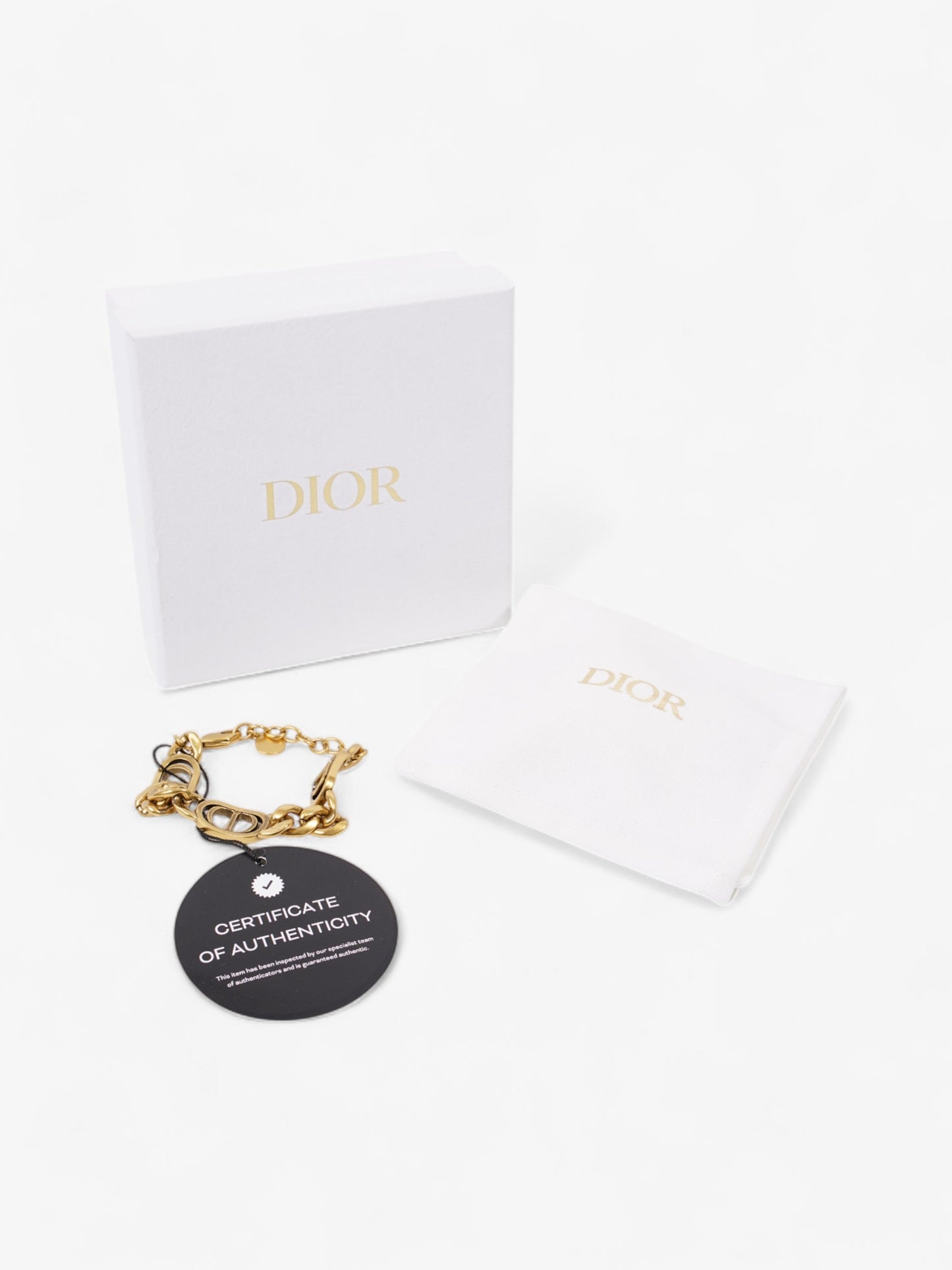 Christian Dior CD Chain Bracelet Gold Base Metal
