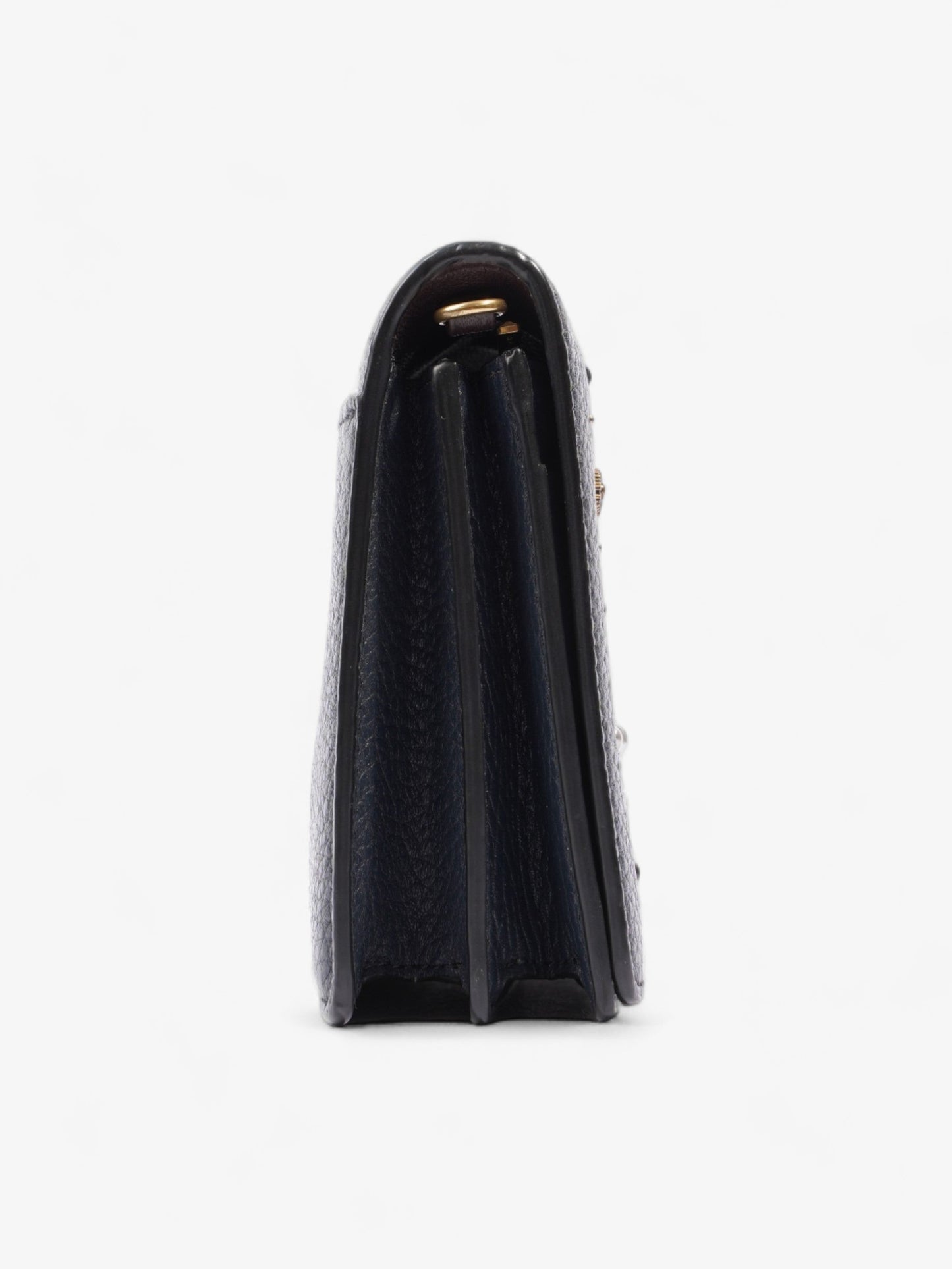 Coach Callie Foldover Chain Clutch Navy Blue Leather