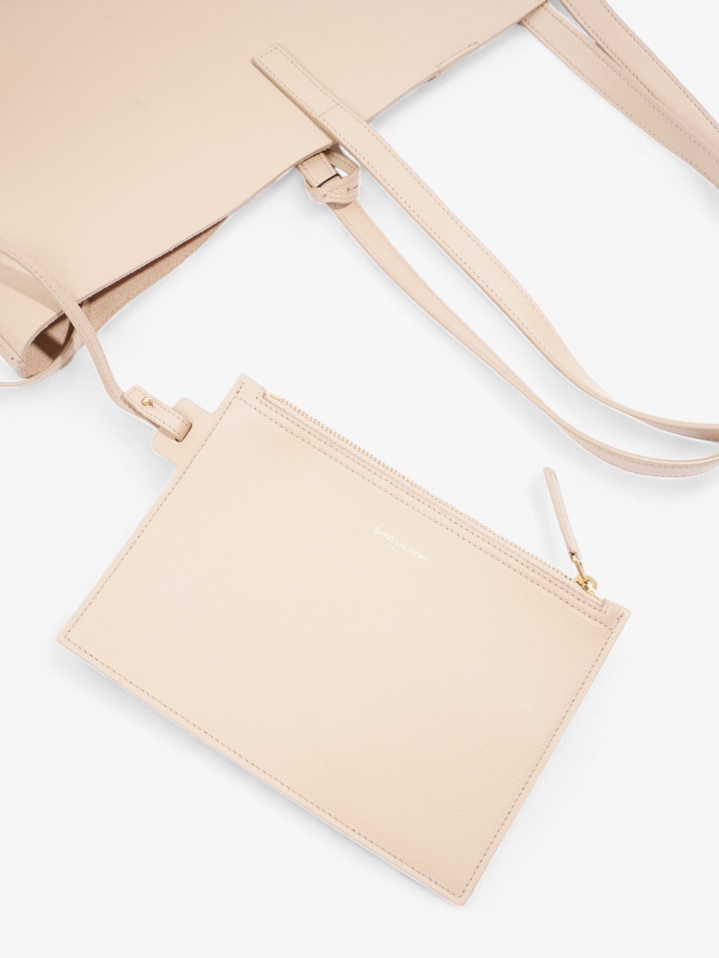 Saint Laurent Shopping Tote Dark Beige Leather East West