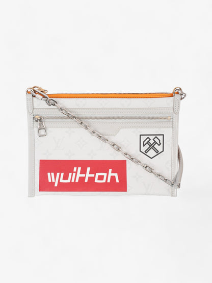 Louis Vuitton Double Flat Messenger Bag Orange / White Monogram Coated Canvas