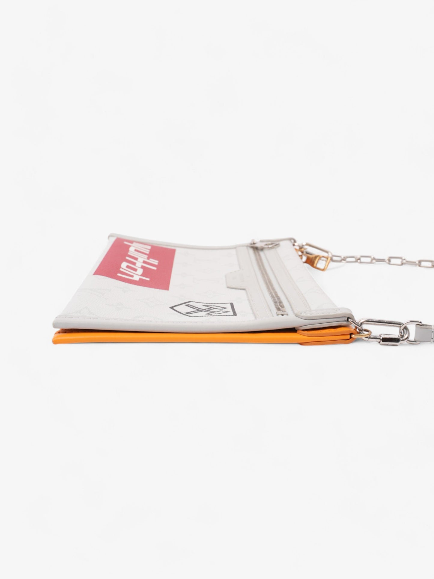 Louis Vuitton Double Flat Messenger Bag Orange / White Monogram Coated Canvas