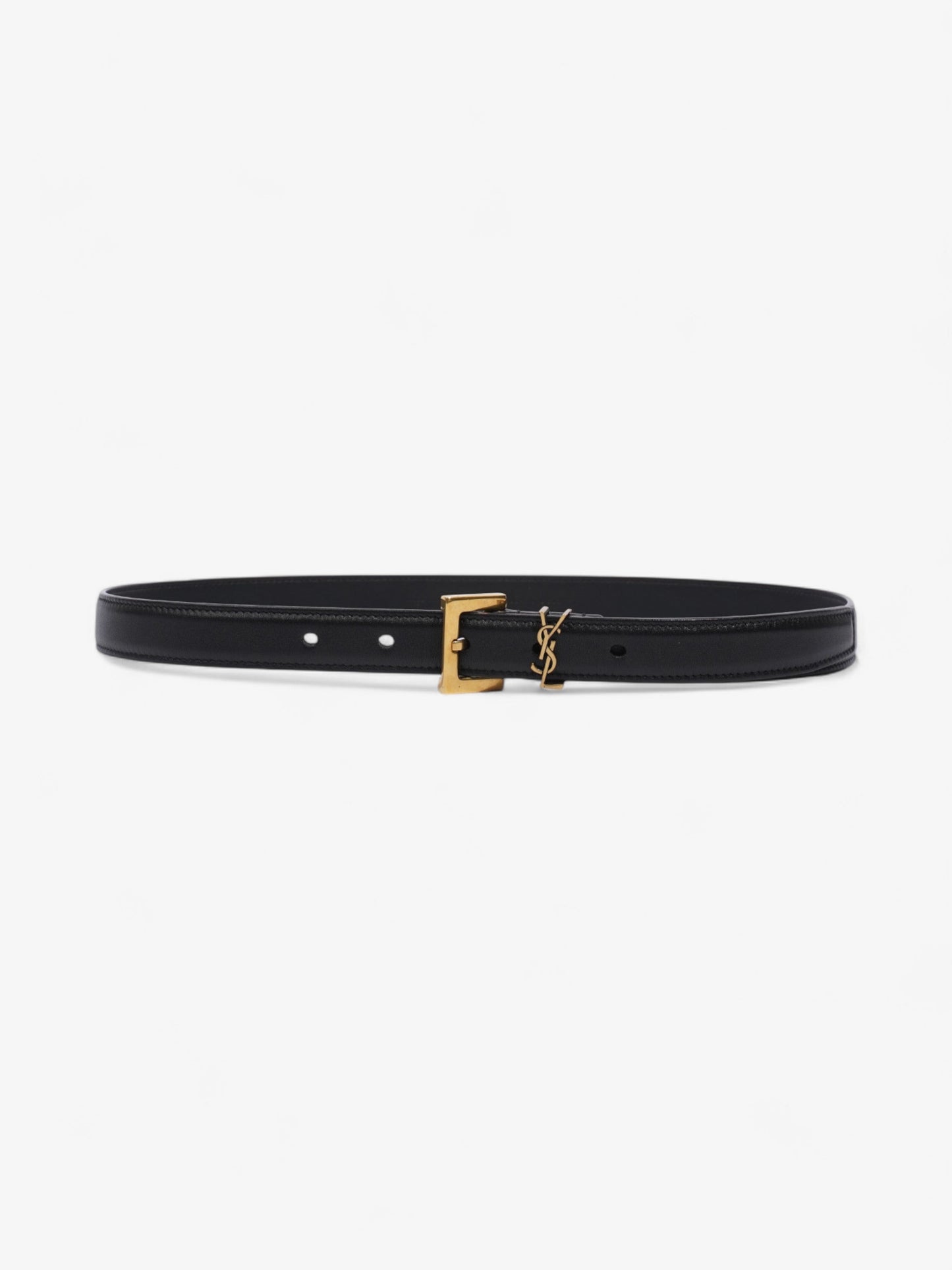 Saint Laurent Cassandre Slim Leather Belt Black Leather 70cm 27.5"