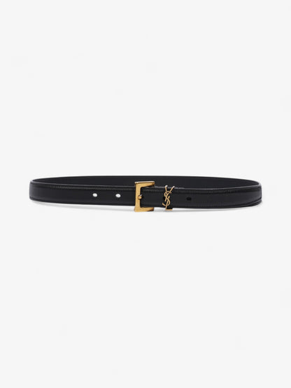 Saint Laurent Cassandre Slim Leather Belt Black Leather 70cm 27.5"