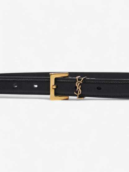 Saint Laurent Cassandre Slim Leather Belt Black Leather 70cm 27.5"