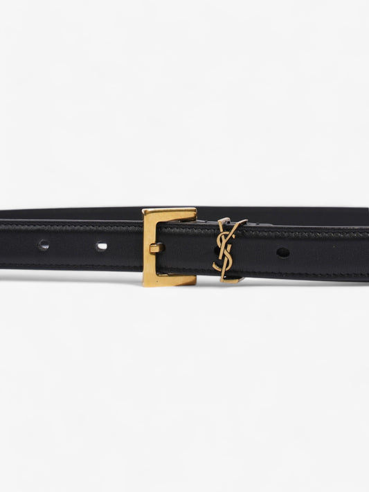 Saint Laurent Cassandre Slim Leather Belt Black Leather 70cm 27.5"