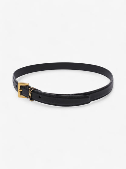 Saint Laurent Cassandre Slim Leather Belt Black Leather 70cm 27.5"