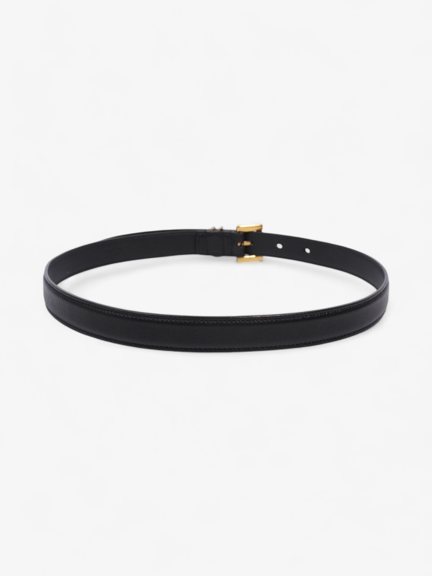Saint Laurent Cassandre Slim Leather Belt Black Leather 70cm 27.5"
