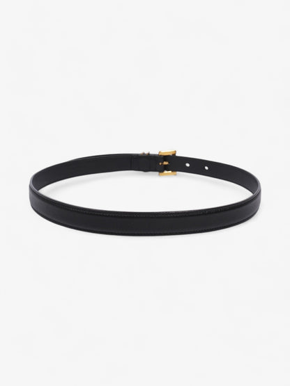 Saint Laurent Cassandre Slim Leather Belt Black Leather 70cm 27.5"